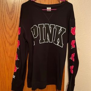 Ladies L Pink Black/Floral Sweatshirt